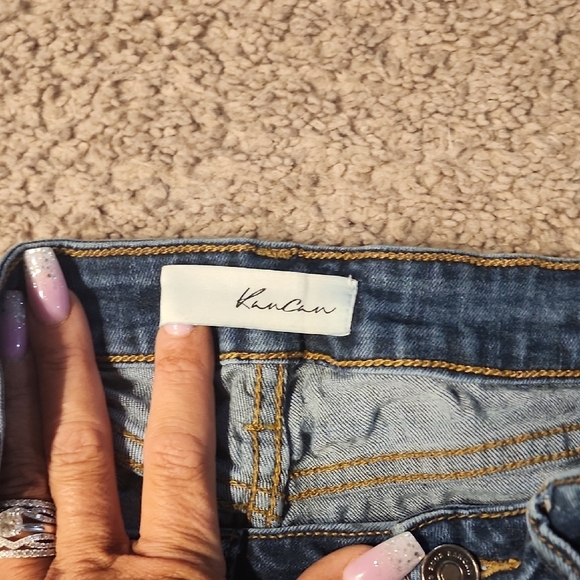 Women's Blue Distressed Jeans - Picture 3 of 5